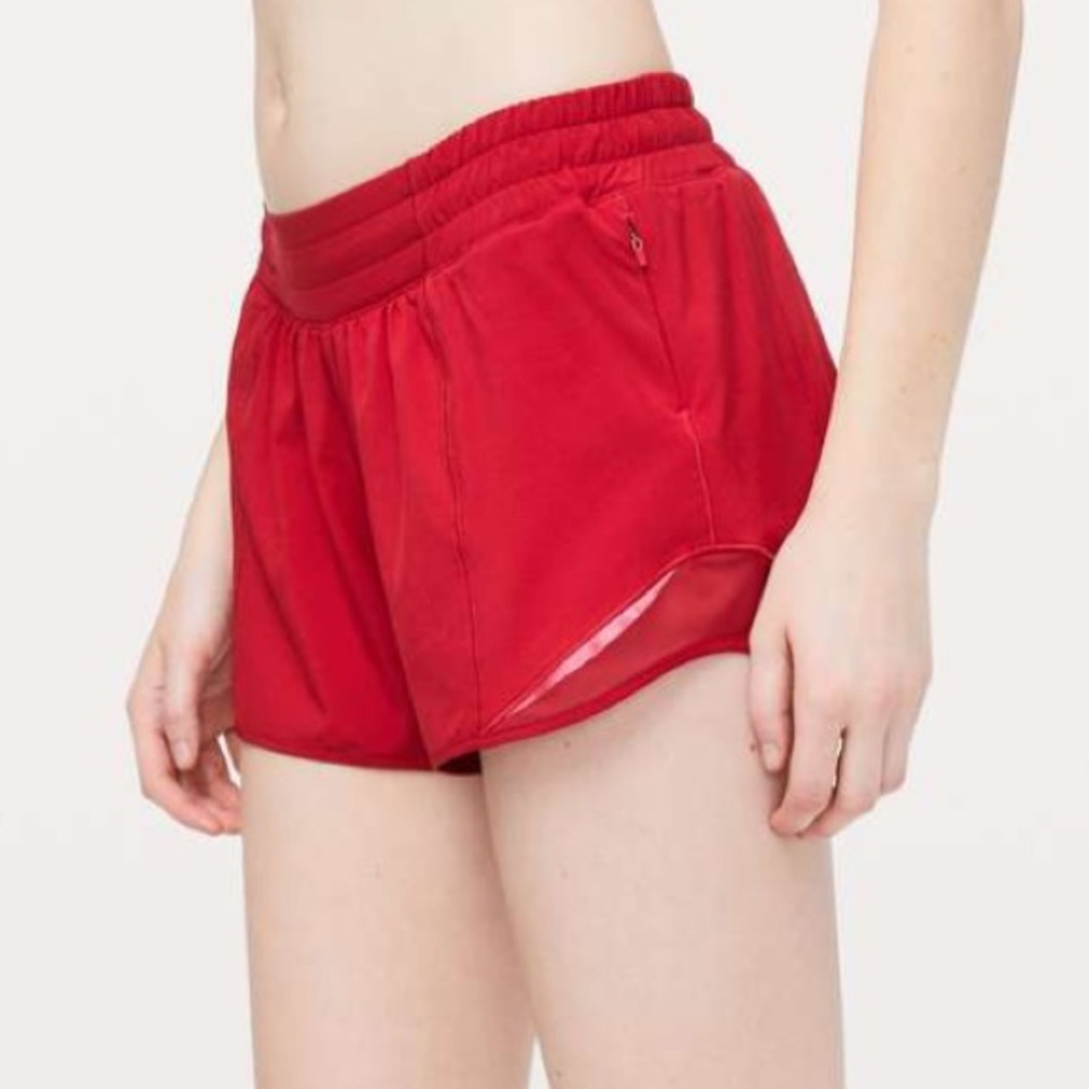 Lululemon Hotty Hot Low-Rise Lined Short 4” Red